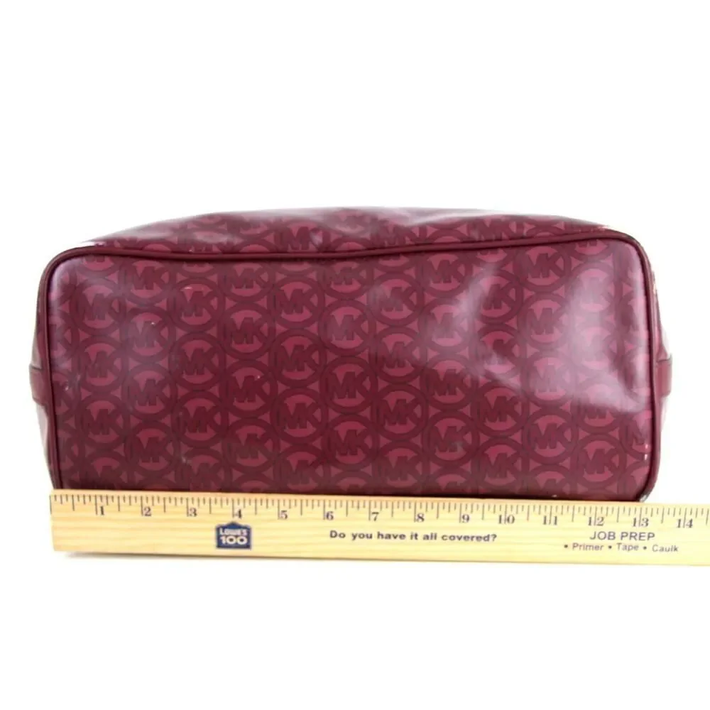 Large Michael Kors BURGUNDY COATED CANVAS LOGO SHOULDER BAG TOTE HANDBAG PURSE